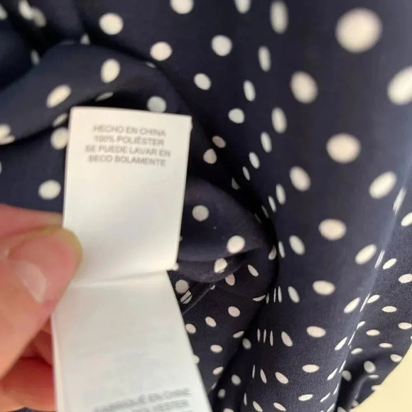 [S]Kate Spade Dark  Navy Blue Polka Dot LS Blouse - Picture 13 of 13